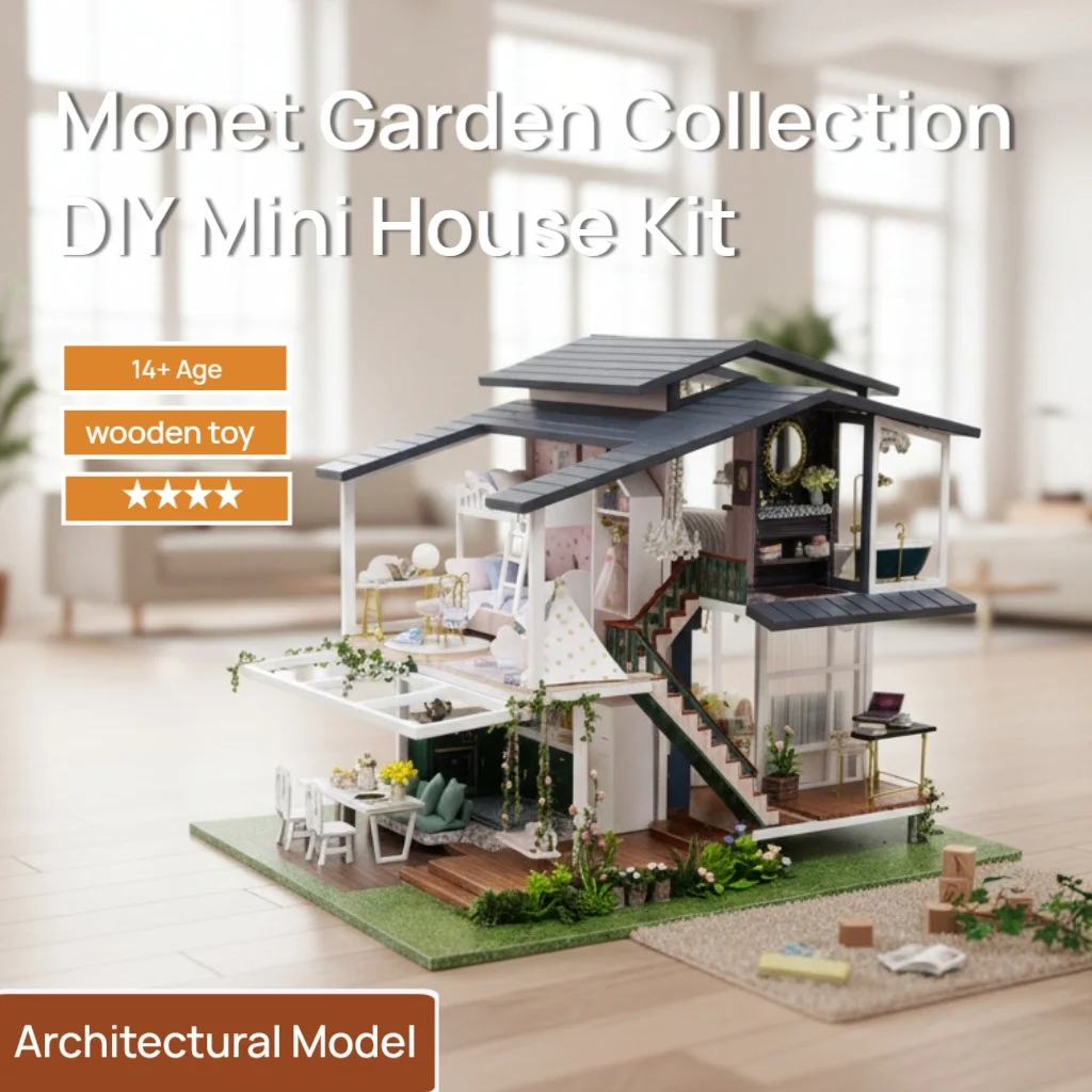 

OUZEY DIY “Dream Cottage” Wooden Dollhouse Kit for Teens Adults - Romantic Miniature House Gift for Her