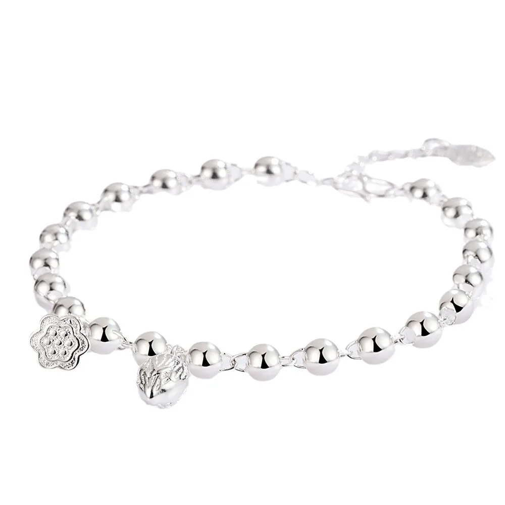 925 Sterling Silver Lotus Seed Beads Ball Charm Bracelet For Women Simple Luxury Romantic Bracelet Wedding Party Jewelry Gift
