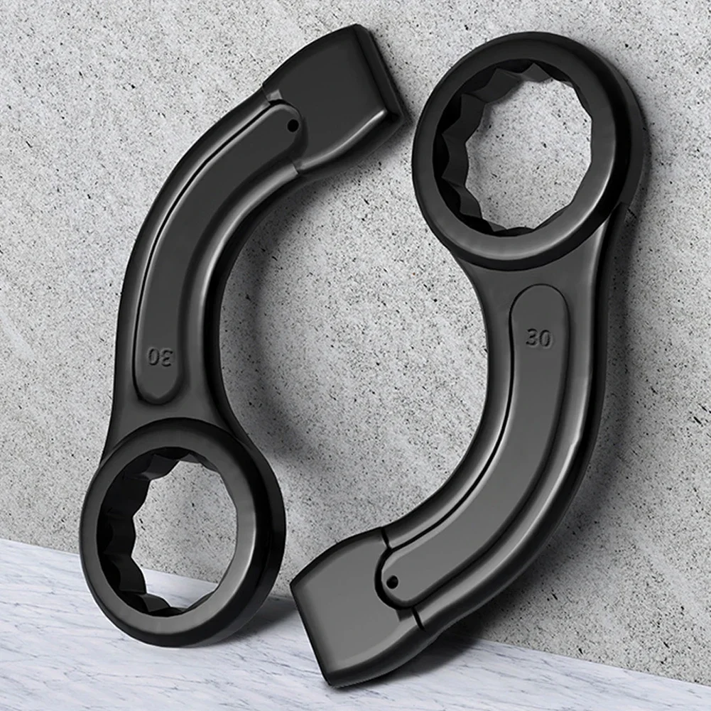 

1pc 30/32/34/36/38mm Heavy-Duty Curved Handle Percussion Wrench Multifunction High Carbon Steel Spanner Rust-Resistant Wrench