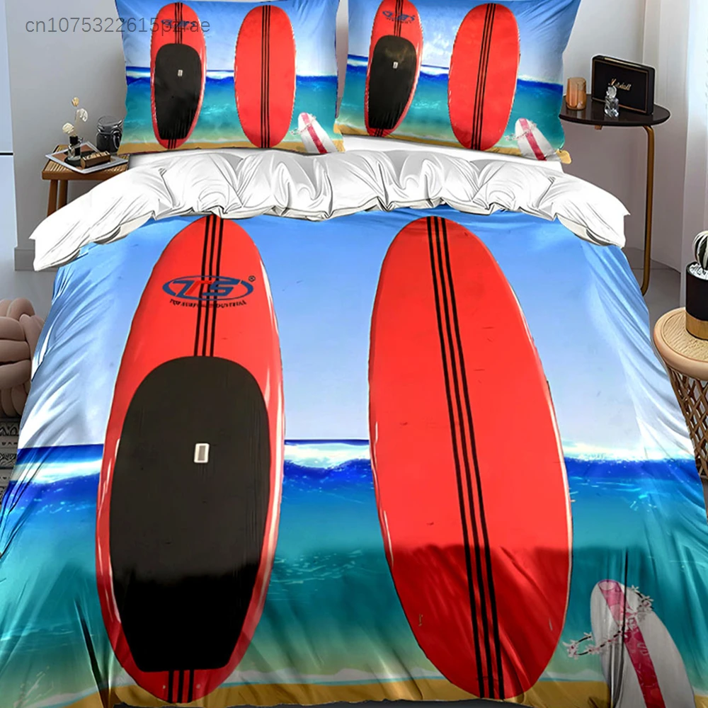 Surfboard Set For Beach Adventures Multiple Sizes kid's And adults' Bedroom Exquisite 3PC Bedding set, Gift
