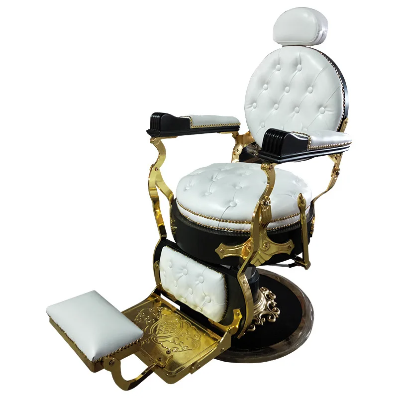 High-end luxury retro chair new oil-headed hair chair can be reclined men\'s shaving barber chair