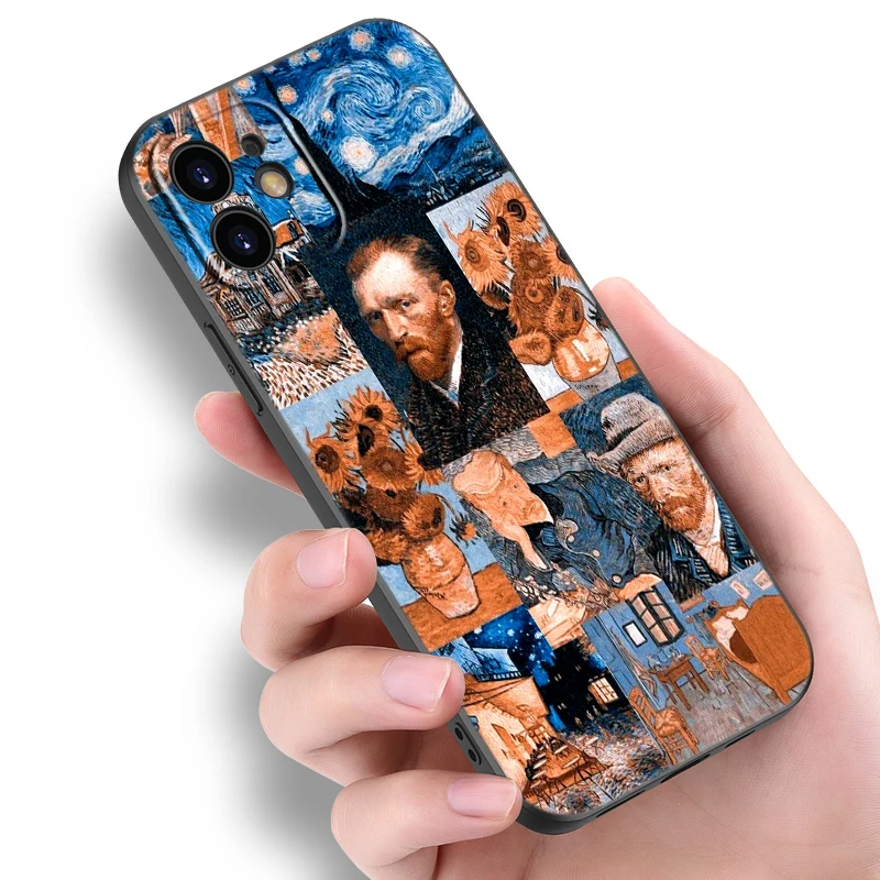 Van Gogh Olieverfschilderij Zwarte Telefoon Case Voor Xiaomi Redmi Note 13 Pro 12 11E Pro Plus 11S 11T 10 Pro 10T 5G 10S Cartoon Cover