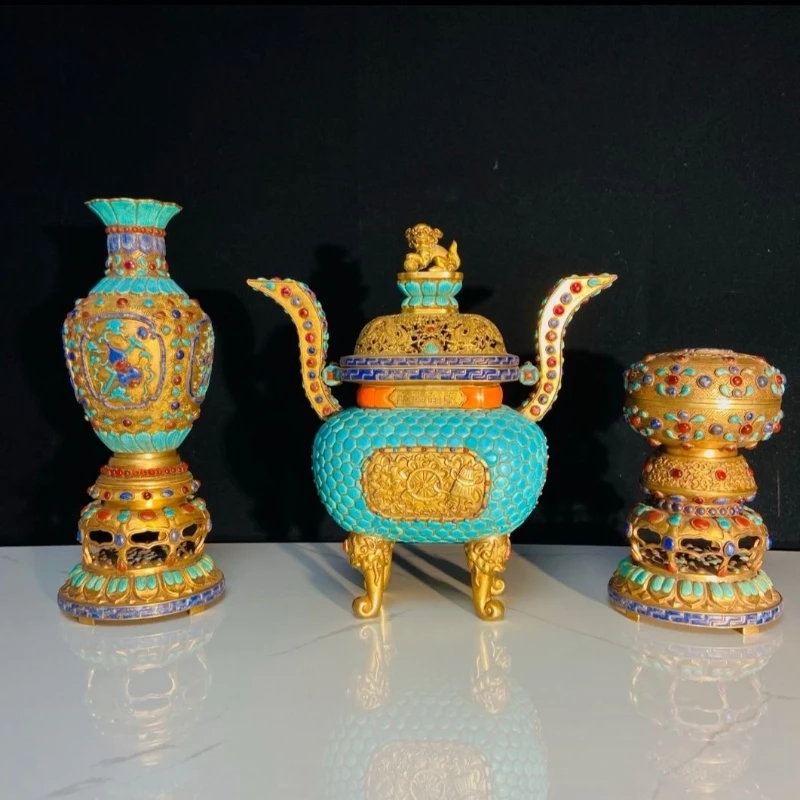 

A set of incense burner full of inlaid collectible ornaments for home decoration