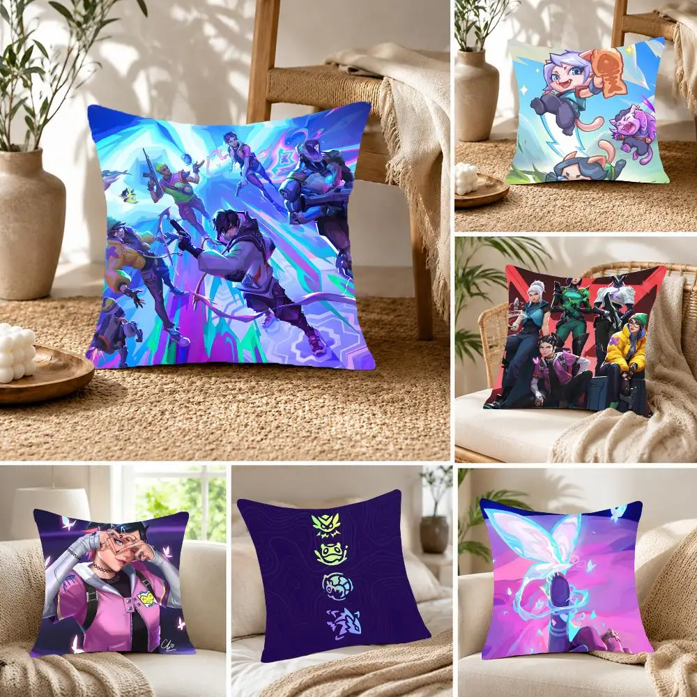 Tactical Online Shooter Game V-Valorant Cushion Cover Fluffy velvet Nordic style plush Living room sofa decorative