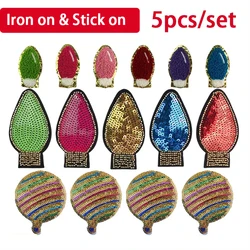 5 pezzi paillettes Glitter lampadina stiratura Patch ricamo panno giacca borsa Decor accessori Flash Vintage Patch forniture artigianali fai da te