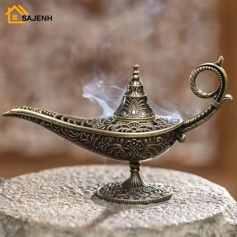 Antique Style Lamp Metal Incense Burner Scented Unscented Candle Holder Home Decor Gift Arabic Incense Burner