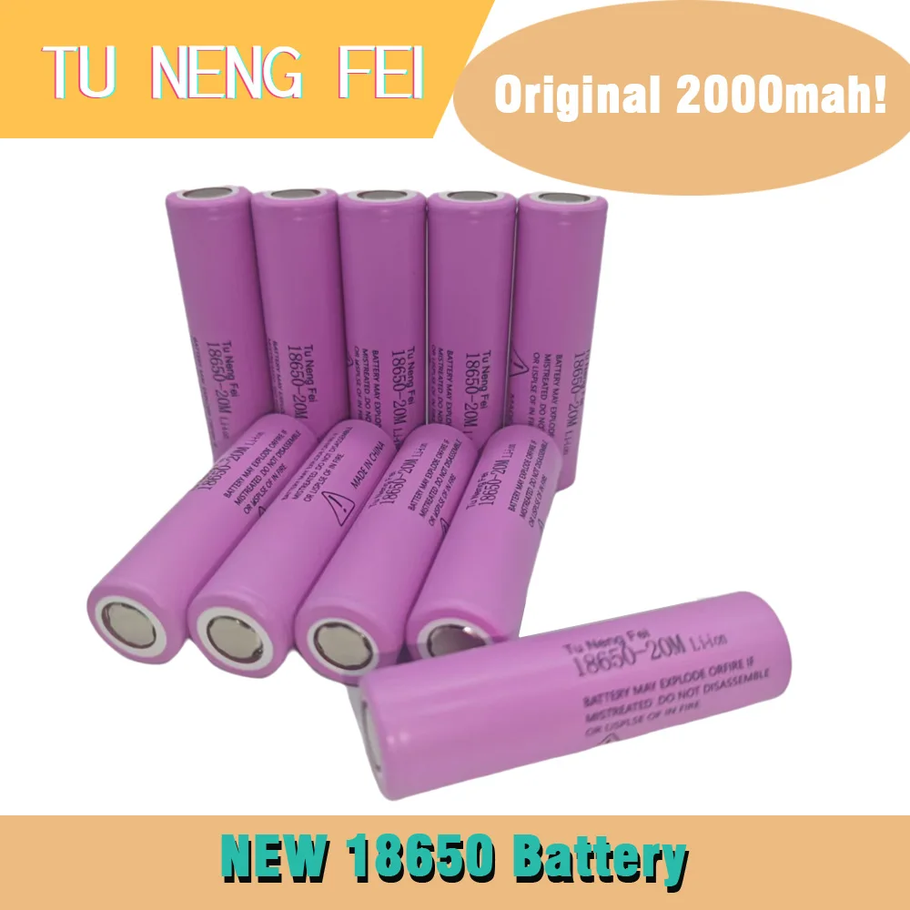 

TU NENG FEI, новая 100% оригинальная литиевая аккумуляторная батарея 2000 мАч 18650 3,7 В 18650, подходит для GTL Evrefire, батарея для фонарика