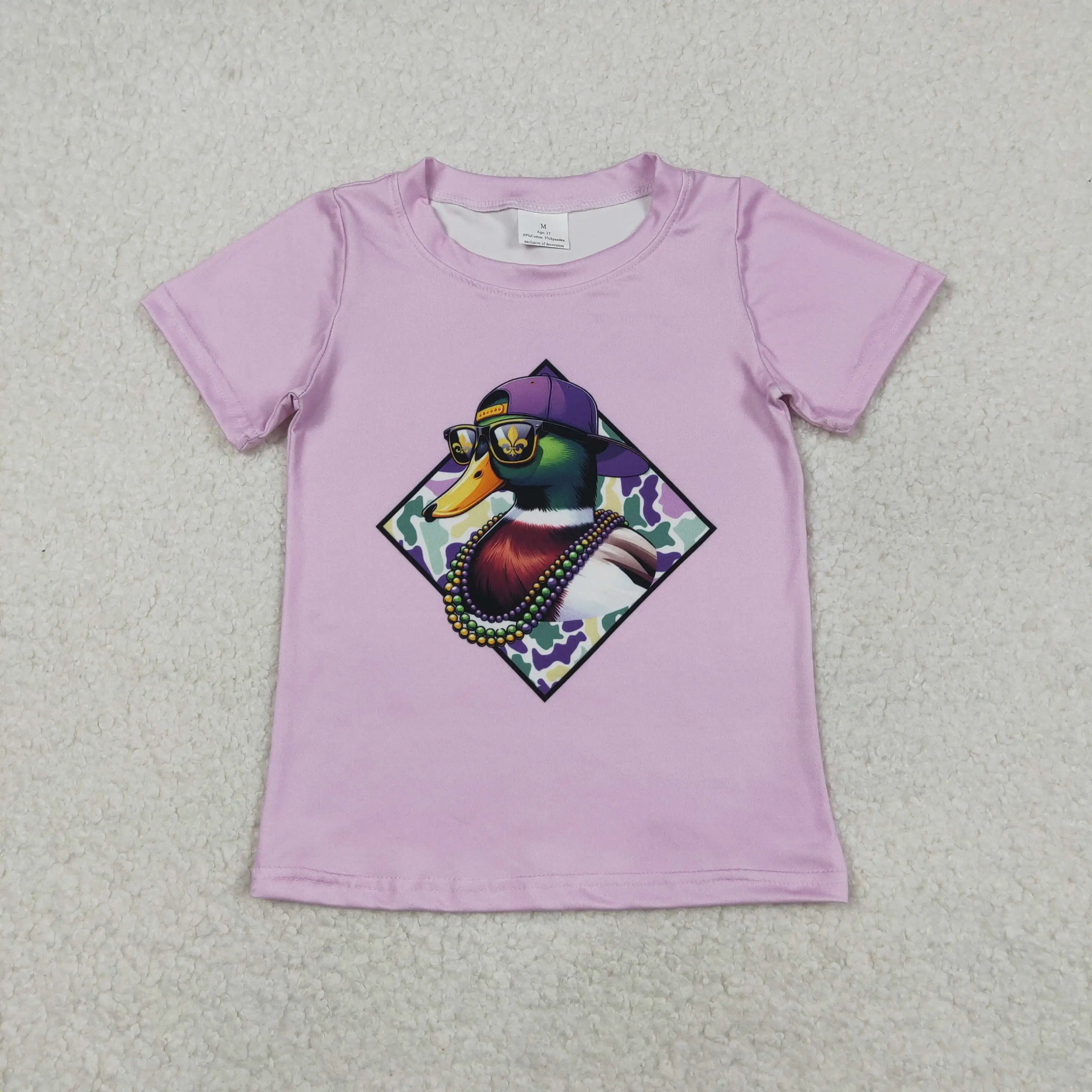 

z1121-04 BT1415 Wholesale Summer kids clothes boy duck purple short sleeve top Boutique Children clothing
