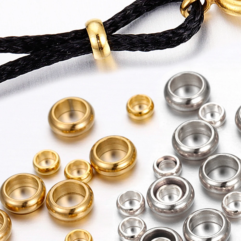 50pcs Gold Color Stainless Steel Spacer Beads for Jewelry Making Round Rondelle Loose Beads for Bracelets Findings Making DIY