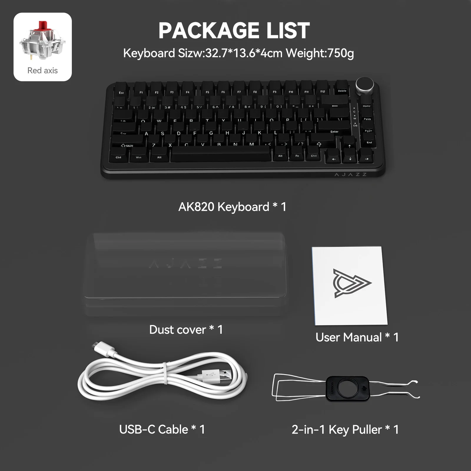 AJAZZ AK820 75% bedraad mechanisch toetsenbord: hot-swappable, RGB-achtergrondverlichting, knopbediening |   Voor kantoor en gamen