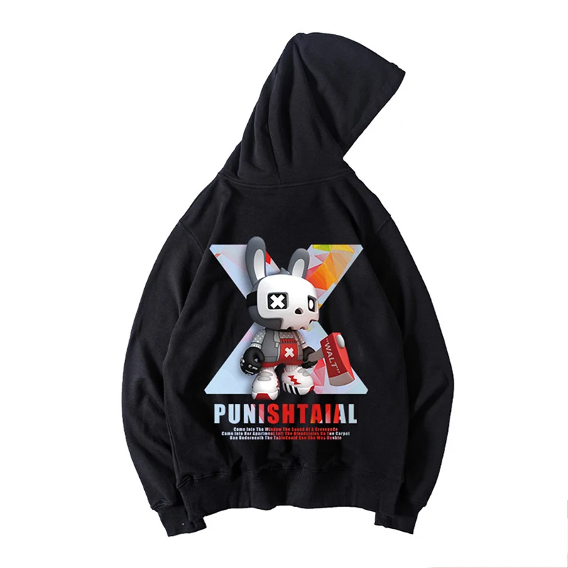 Punishtaial carta imprimir roupas de rua dos homens y2k hoodies camisolas de grandes dimensões hip hop casual pulôver com capuz outono agasalho