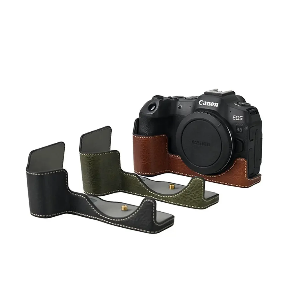 

Получехол для камеры из искусственной кожи с рисунком личи для Canon EOS R8, магнитная крышка с нижним отверстием