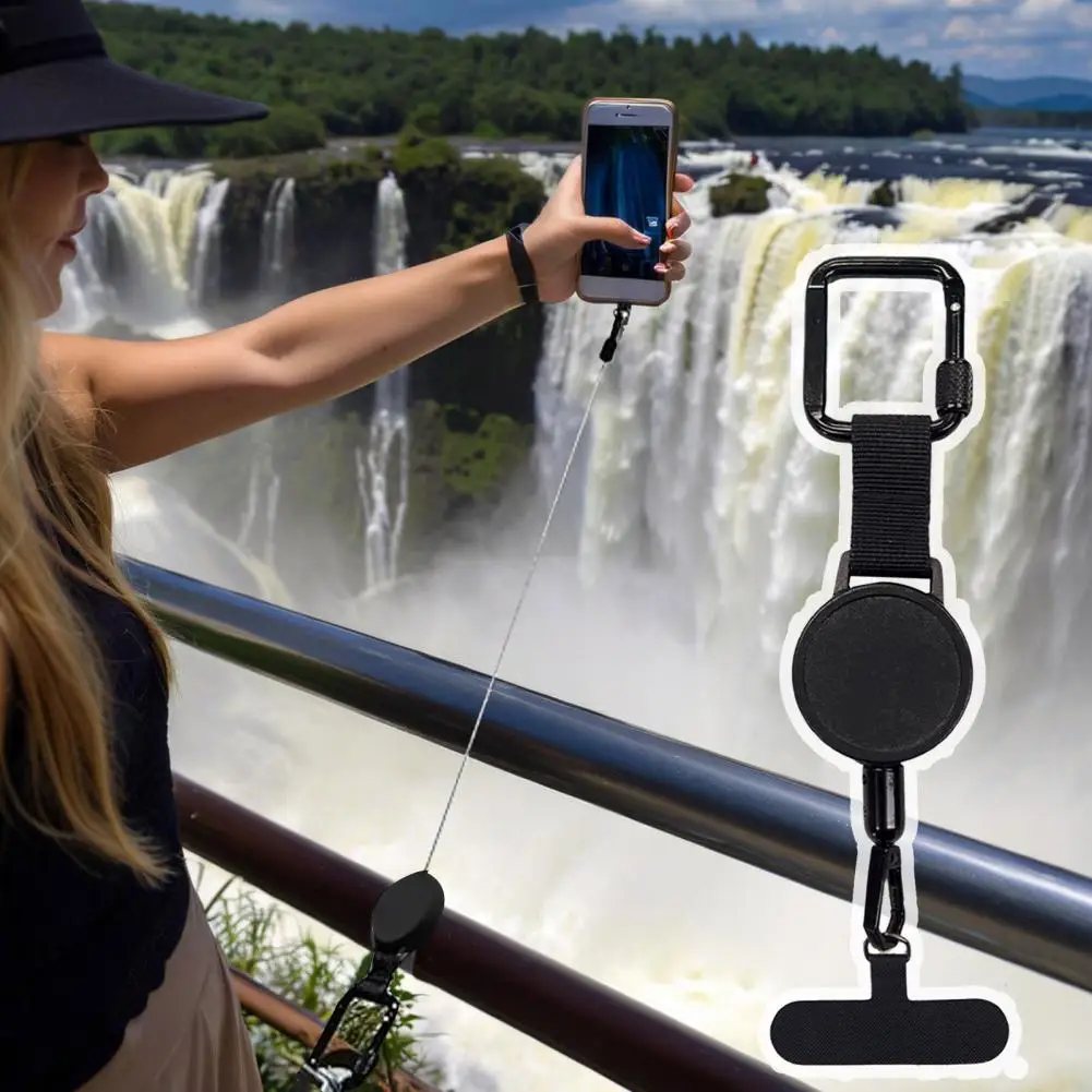 Anti-Theft Phone Tether with Belt Clip Retractable Steel Line Locking Carabiner Prevent Drops Phone Leash for Travel Hiking - náhled 4