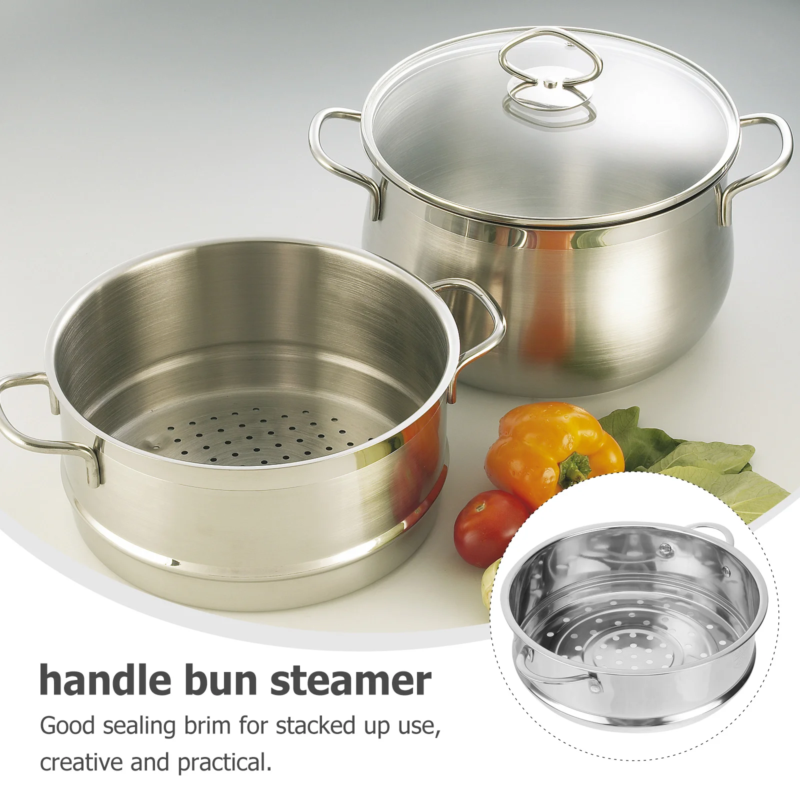 

Food Steamer Basket Stainless Steel Steamer Grid Handle Design for Dumplings Bun Steaming Kitchen Steam Basket for Cooking