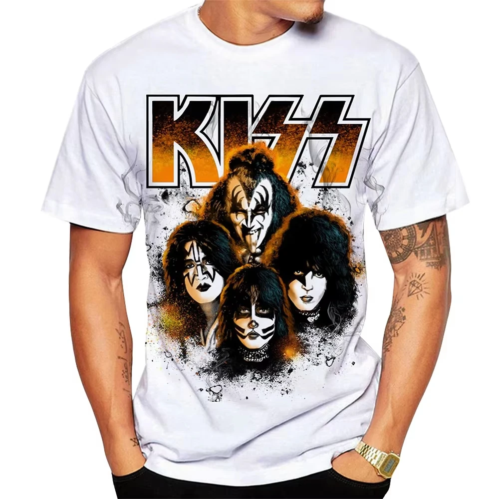 HIP HOP Kiss Rock Band Short Sleeve O Neck T-shirt for Men Kiss Gene Simmons T Shirt Harajuku Punk Funny Casual Tops Clothing