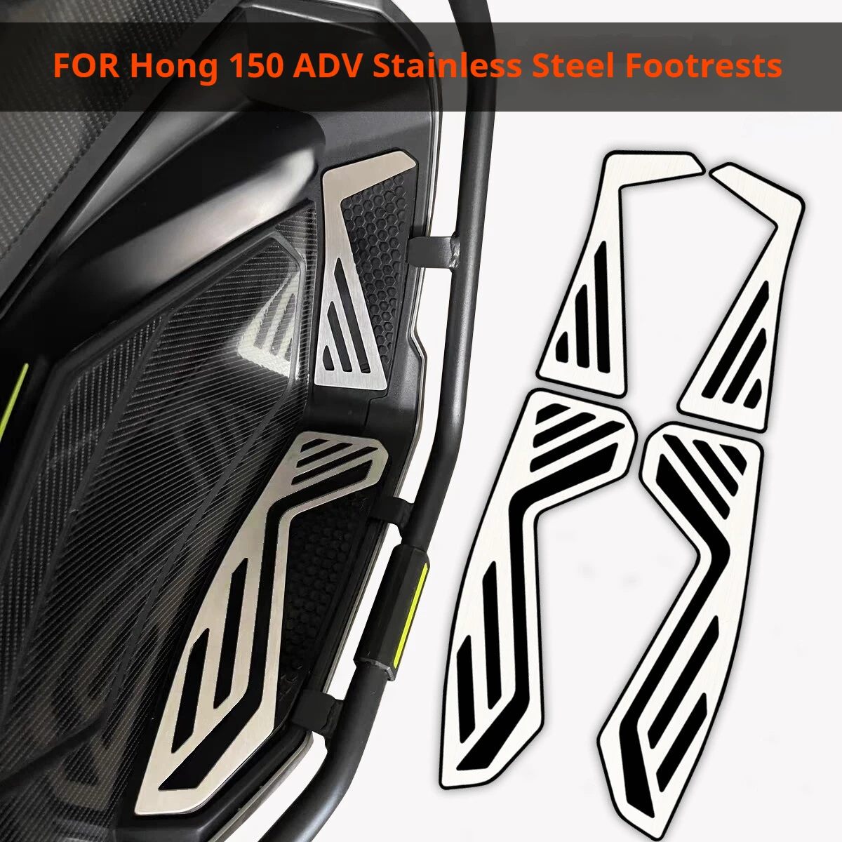 For QJMOTOR Hong 150 250 Stainless Steel Footrest Plate Non-Slip No-Drill Accesorios Moto Accessori Moto