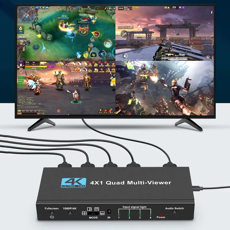 4K HDMI 4x1 Quad Multi-viewer Switcher 4 In 1 Out Seamless Switch Multi Viewer Multi Screen Display Video Divider Converter