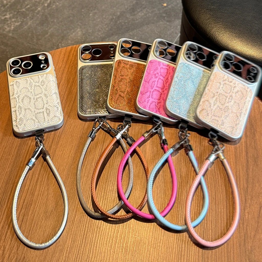 المتقدمة شخصية بلون جلد الثعبان نمط الجلود الاصطناعية الحبل غطاء الهاتف القضية آيفون 17 16 15 14 برو ماكس #1