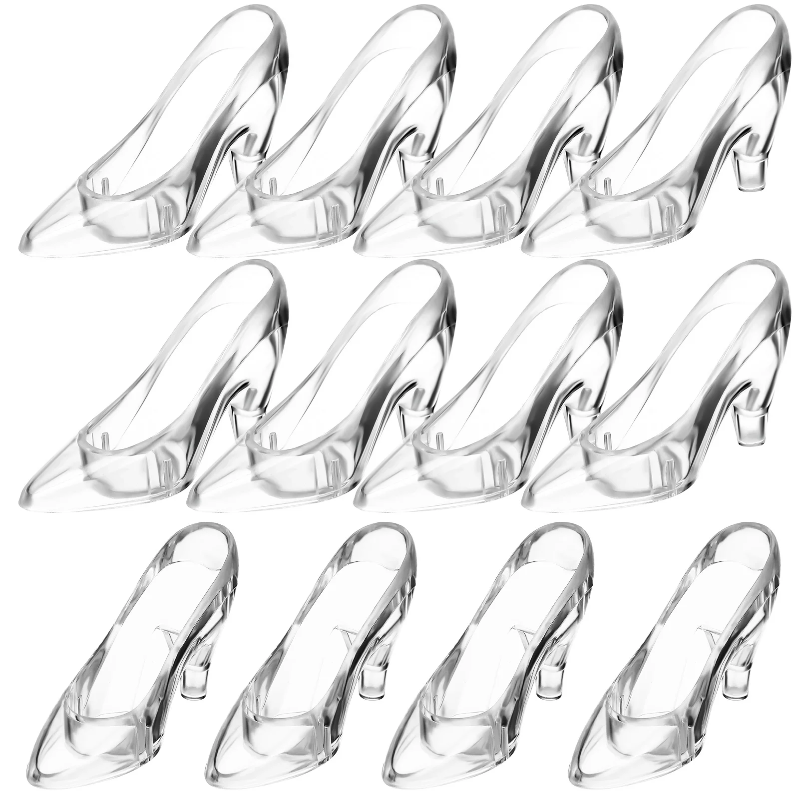 12 pezzi di ornamenti per scarpe in cristallo figurine con tacco alto scarpe decorative in miniatura per decorazioni per desktop home office decori con tacchi trasparenti