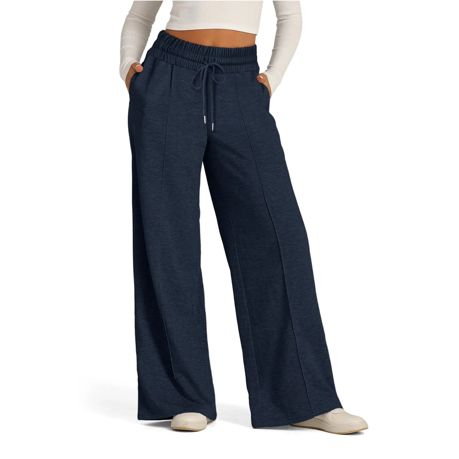 Pantalon Survêtement Femme Ample Jambe Large Doublure Polaire - Jogging Baggy Automne Hiver, Poches Pratiques