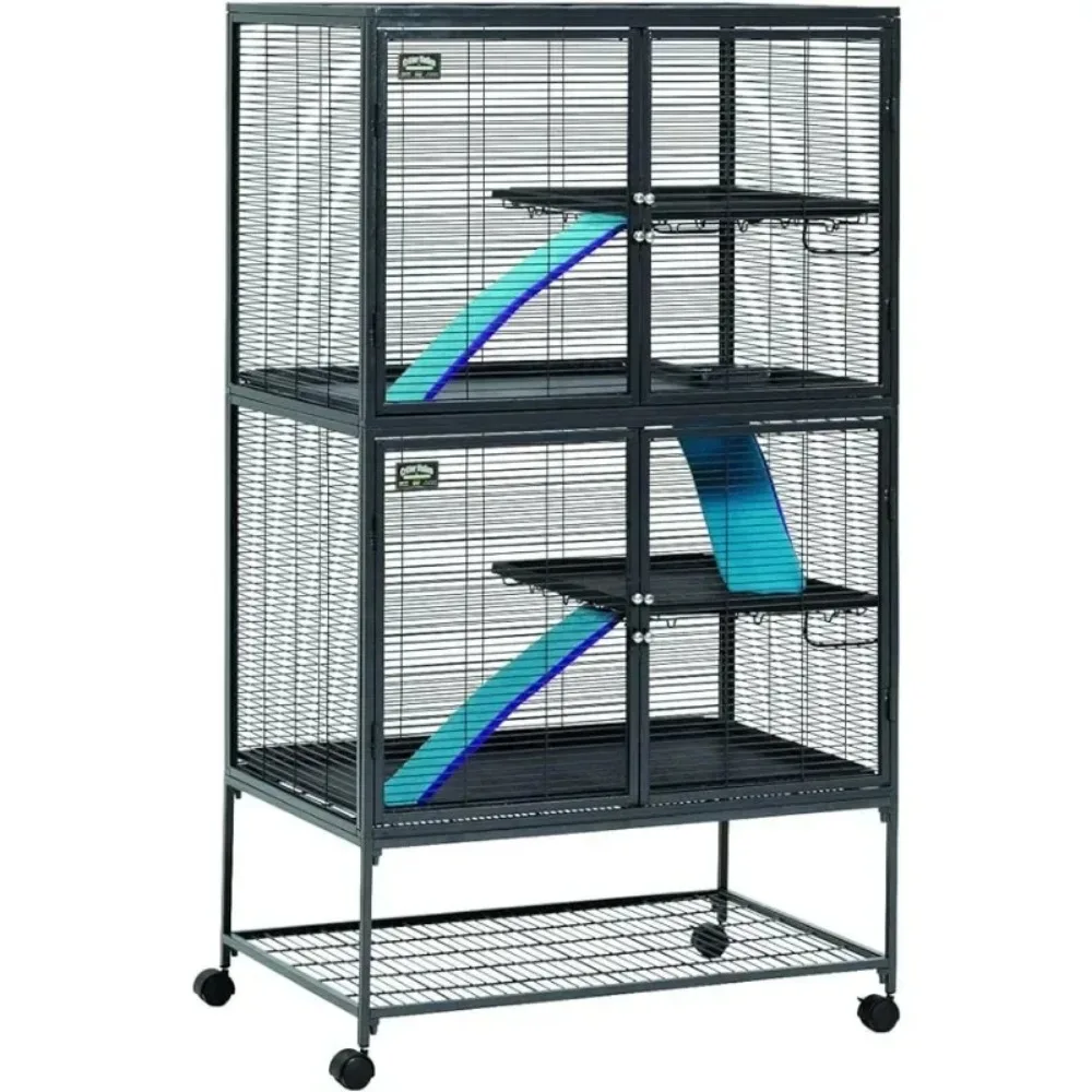 

Double Unit Small Animal Metal Cage,Full-width Double Doors,Great for Rats, Chinchillas, Dagus, Ferrets