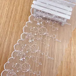 13CM Wide Tulle Embroidered Shell Mesh Lace Fabric for Fringes Party Wedding Dress Crafts Sewing Accessories Supplies African