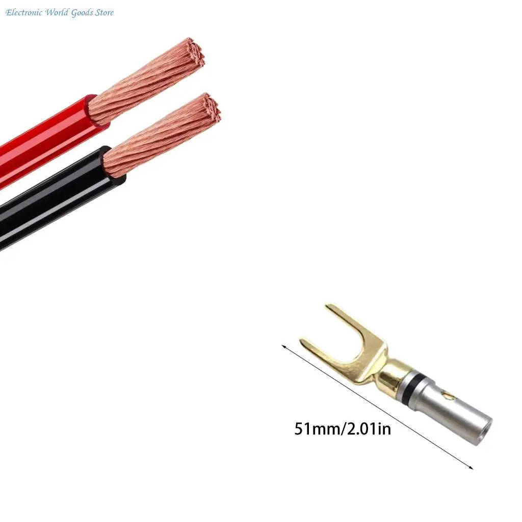 A3PD 2PCS Gold Plated 4mm Banana Fork Y Spade Speaker Plug Connector High Conductivity