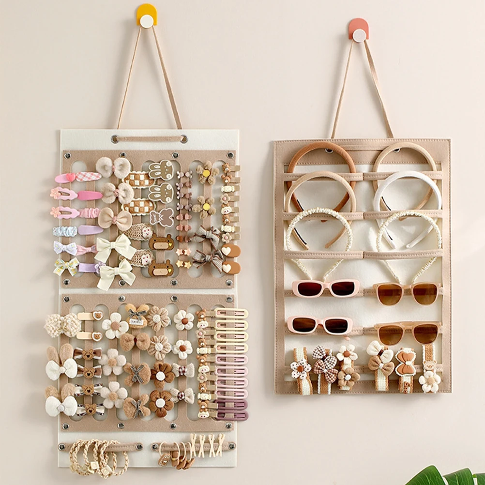

Hair Accessories Storage Bow Holder Organizer 2 Pieces Large Capacity Girls Jewelry Hair Ties Clips Bands Wall Hanging Home