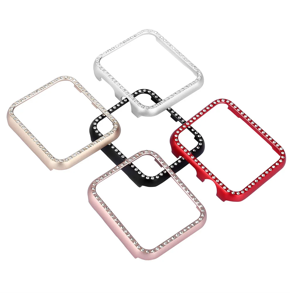 

Metal Shell For Watch 4 40Mm Rose Gold Rhinestone Case Aluminum Alloy Bumper Cover Full Protection Decoration Watch