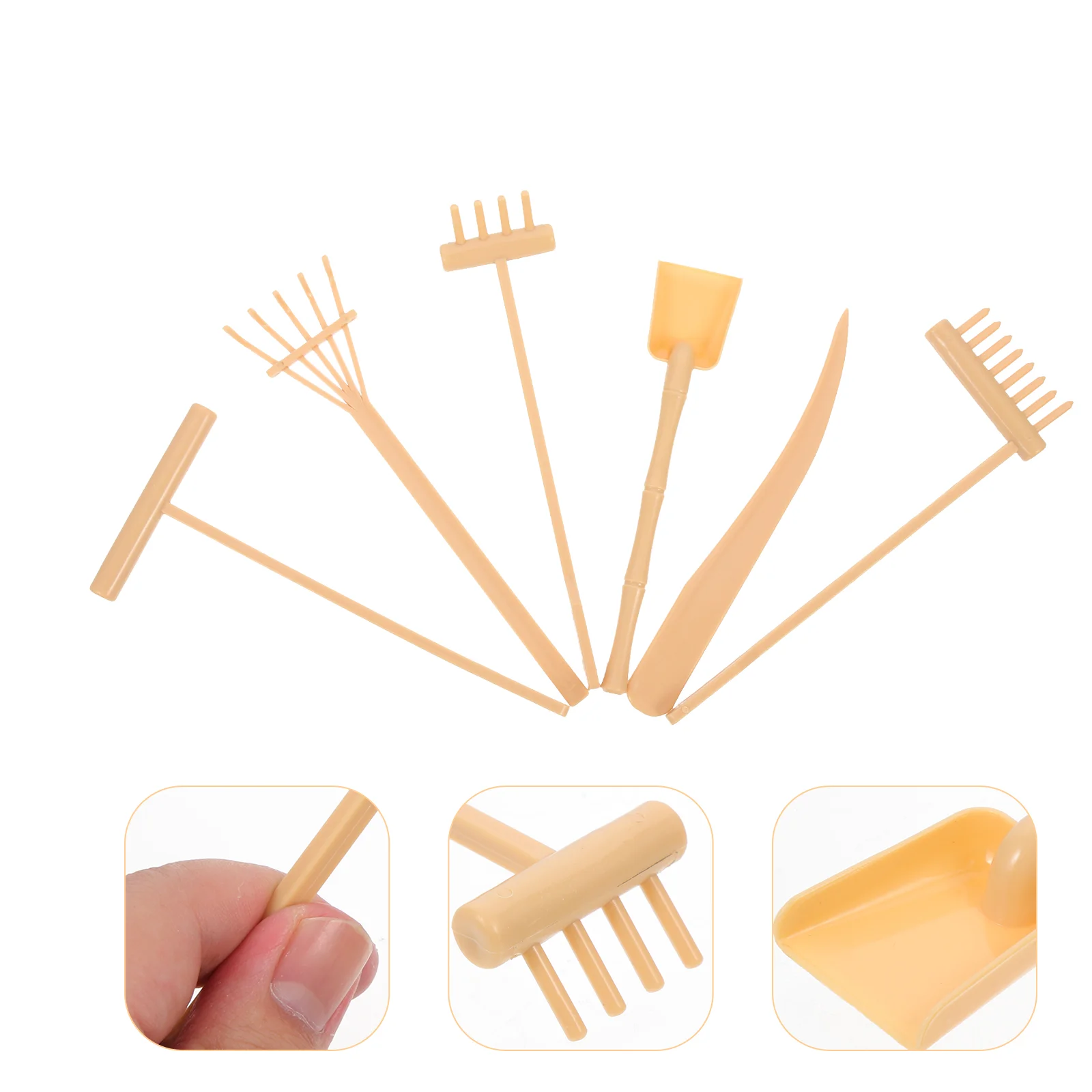 6 Pcs Zen Sand Table Rake Garden Accessories Desk Tools Rakes Decorations Plastic Crafts for