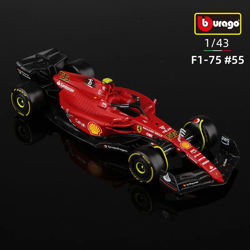 Bburago 1:43 Regular Version Ferrari F1-75 Red Coating Alloy F1 Racing Model Luxury Vehicle Diecast Car Toy Collection 2022