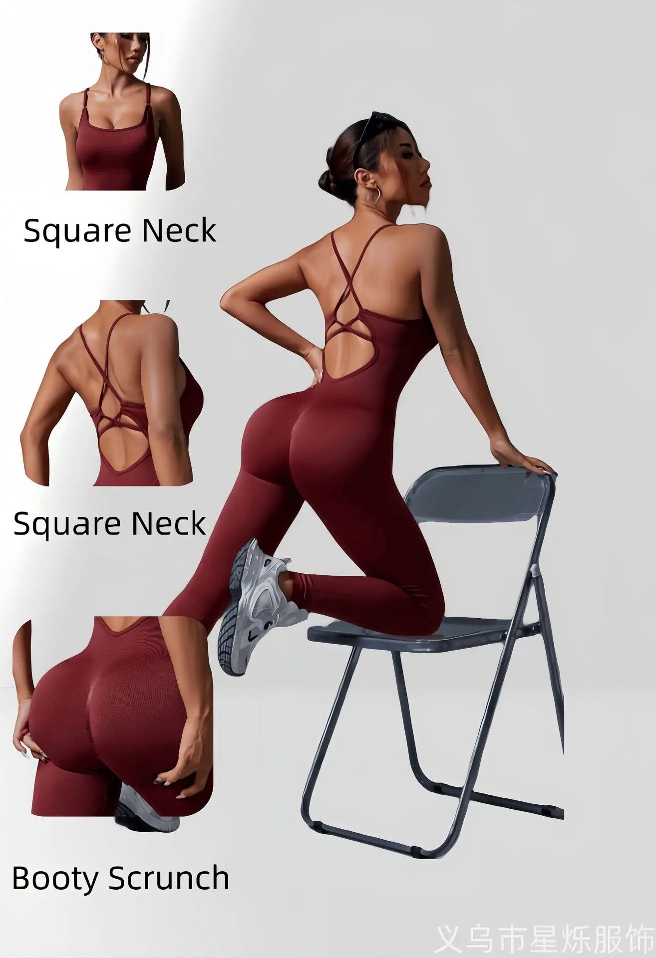 Pad Women Yoga Suit Seamless Sporty Jumpsuits One-piece Gym Bodysuit Fitness Cross Back Outfits Workout Clothing