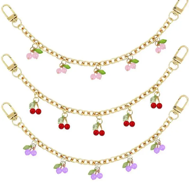 【IIOO】Cherry Blossom Pearl Bag Pendant Chain Enamel Phone Charm Bag Chain Bag Extension Strap Crossbody Bag Accessories