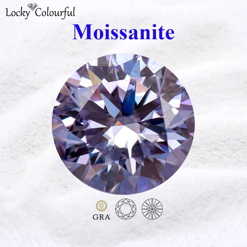 

Moissanite Light Purple Color Round Shape VVS1 with GRA Certificate DIY Charms Beads Advanced Jewelry Making Earrings Materials