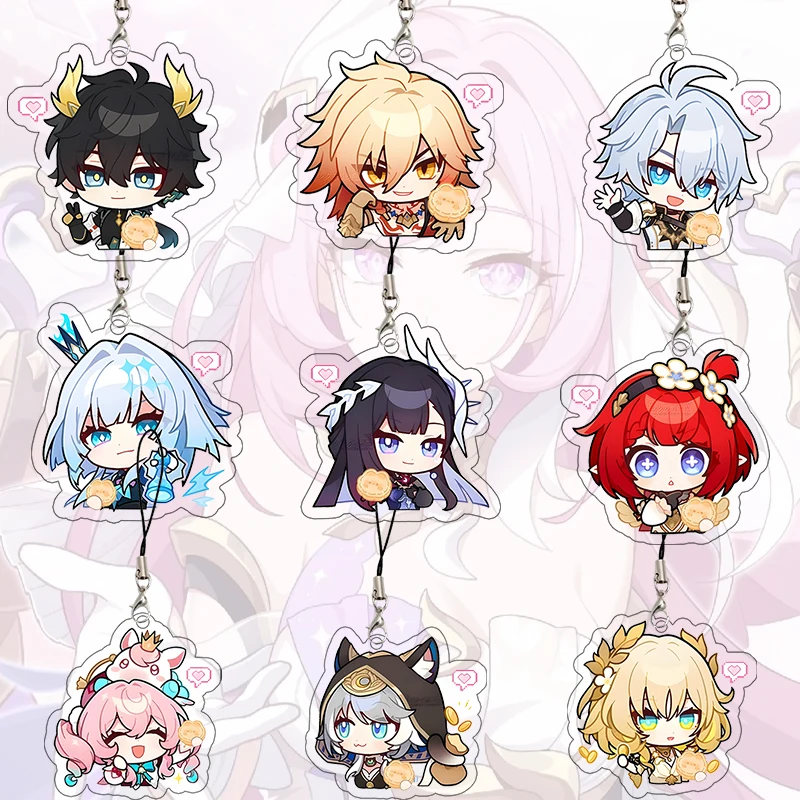

Genshin Impact Acrylic Keychain Cosplay Props Game Characters Pendant Q Version Zhongli Keyring Nilou March 7th Key Charms Gift
