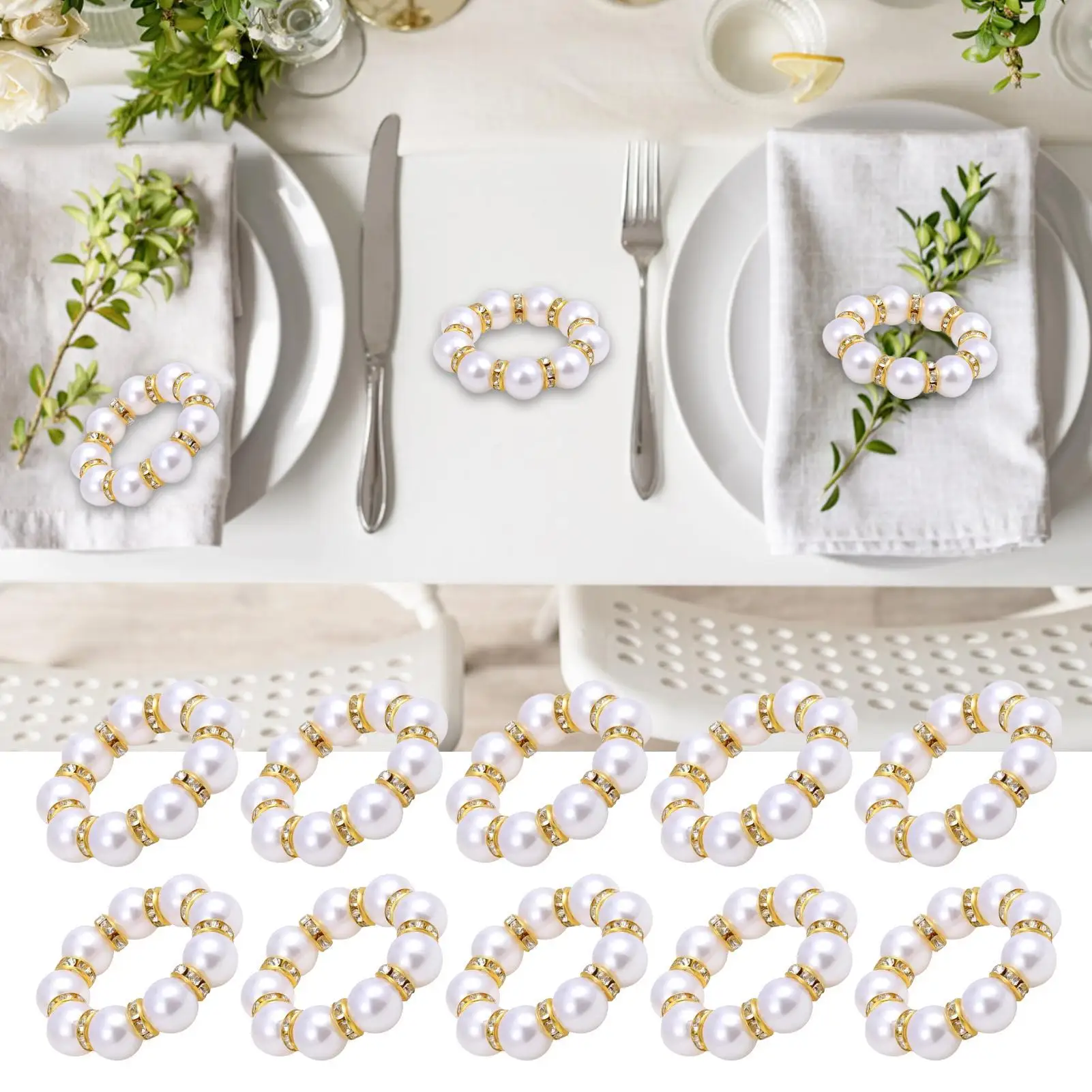

Кольца для салфеток с жемчугом, кольца для салфеток, 10 шт., ленты из бисера для фермерского дома, домашний декор, свадебный обеденный стол, ресторан, праздник