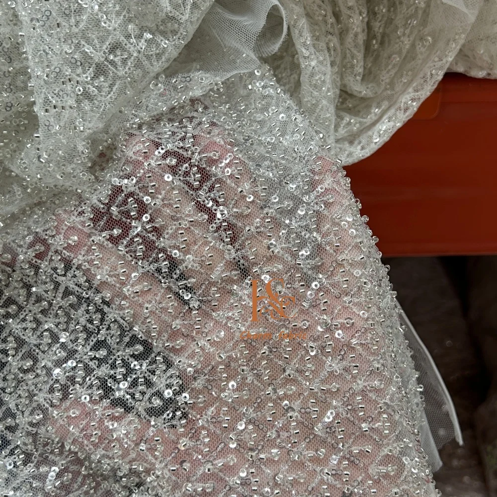 High-end renda bordado beading - Crystal Mesh Fabric avaliação e preço