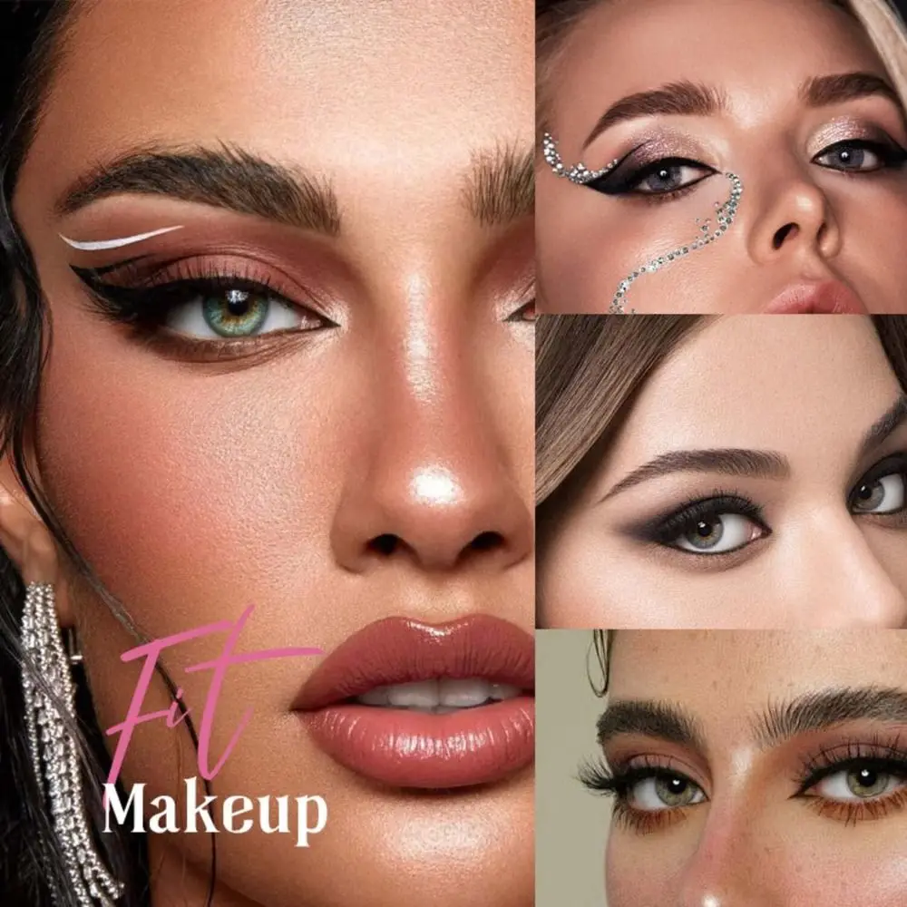 Samoprzylepne naklejki do makijażu oczu z efektem cieni i rzęs, z eyelinerem, szybki makijaż, naklejki do cieni i rzęs 3w1.