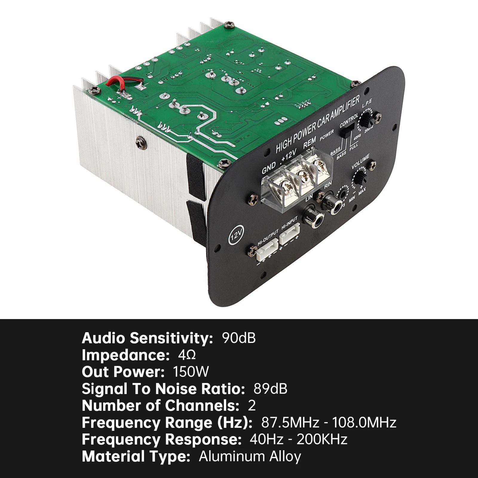 12V 150W Black Universal Powerful Bass Subwoofer Car Audio High Power Amplifier Board for 6 / 8 /10 Inch Car Subwoofer