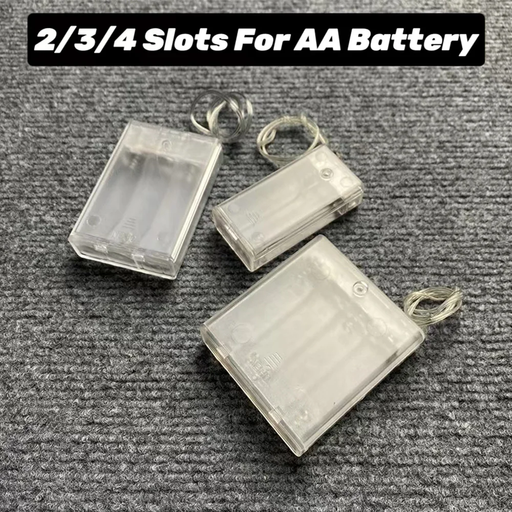 

2/3/4 Slot AA Battery Box AA Battery Storage Case AA Battery Holder AA DIY Leads With Cover With ON/OFF 2 3 Slots Clear Box