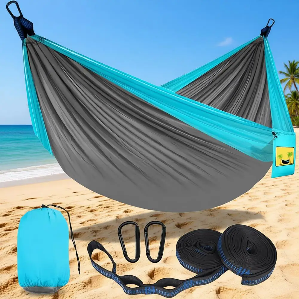 Hamacas Dobles e Individuales para Acampar con Correas para Árboles y Bolsa de Transporte - Ideales para Aventuras al Aire Libre, en Interiores, en la Playa y para Acampar en Li