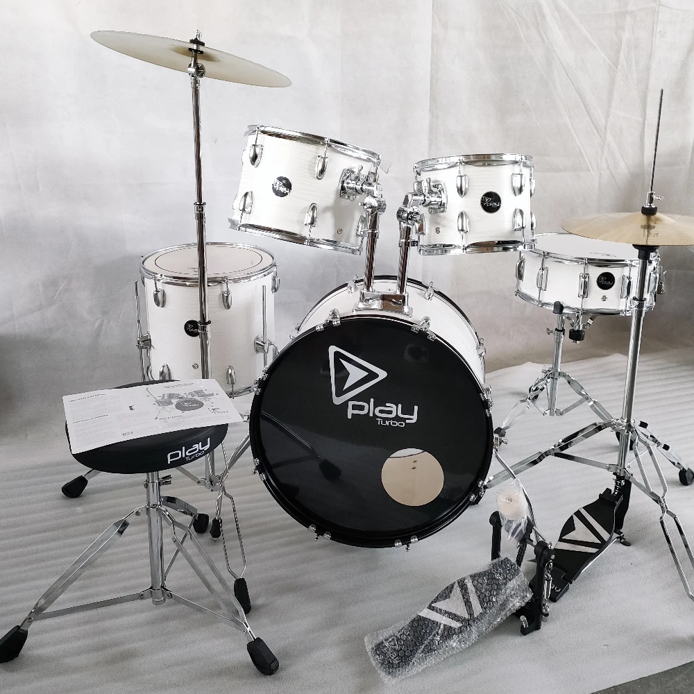 Instrumentos de percusión Juego completo de batería de color opcional de madera contrachapada para adultos
