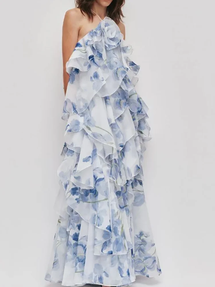 

Трехмерное многослойное платье с рюшами на воротнике - новинка 2026 года - элегантное и стройнящее длинное летнее вечернее платье