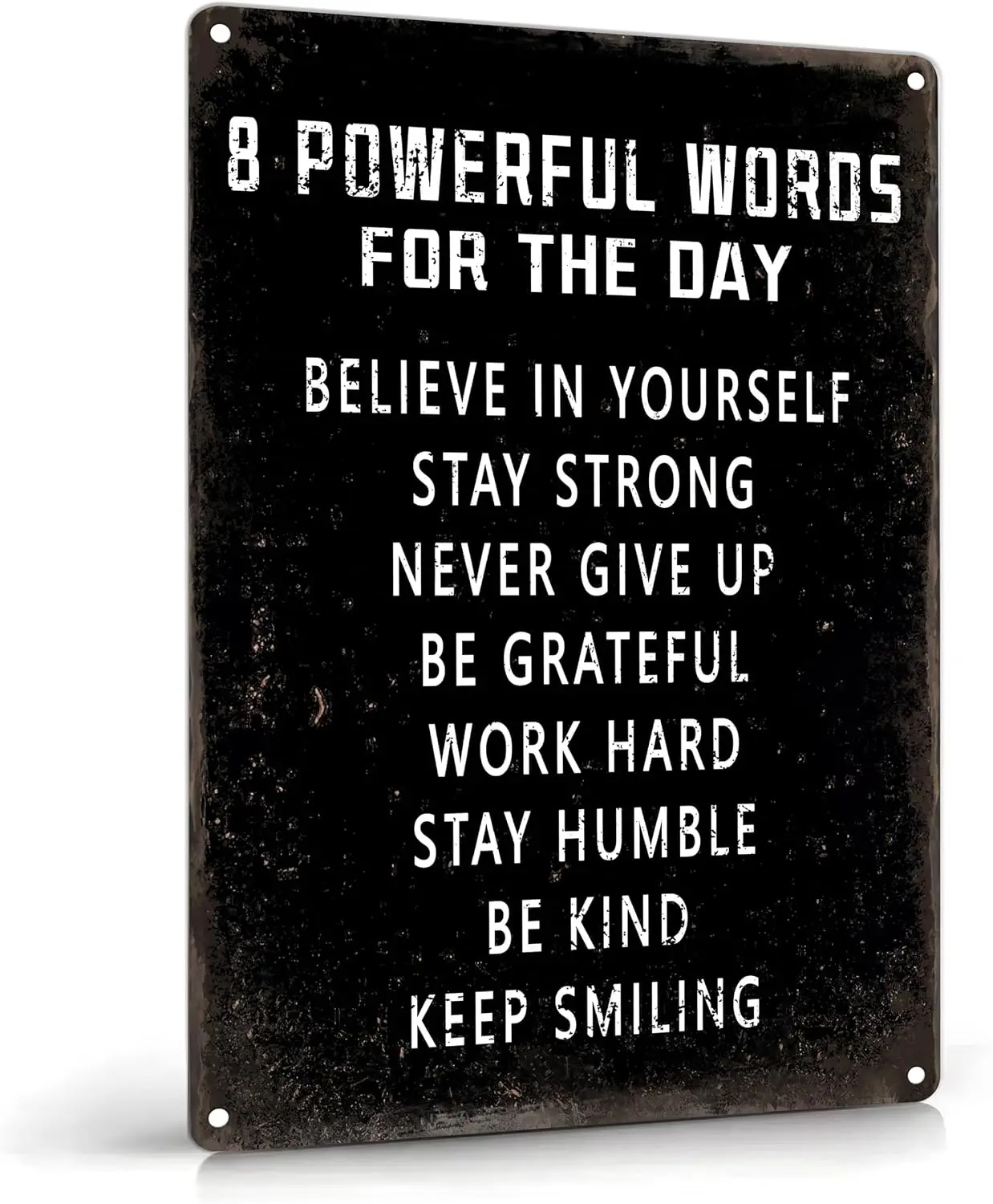 Inspirational Quote Metal Sign, 8 Powerful Words Motivational Wall Sign, Retro Inspiring Aluminum Plaque Wall Decor for Home Off