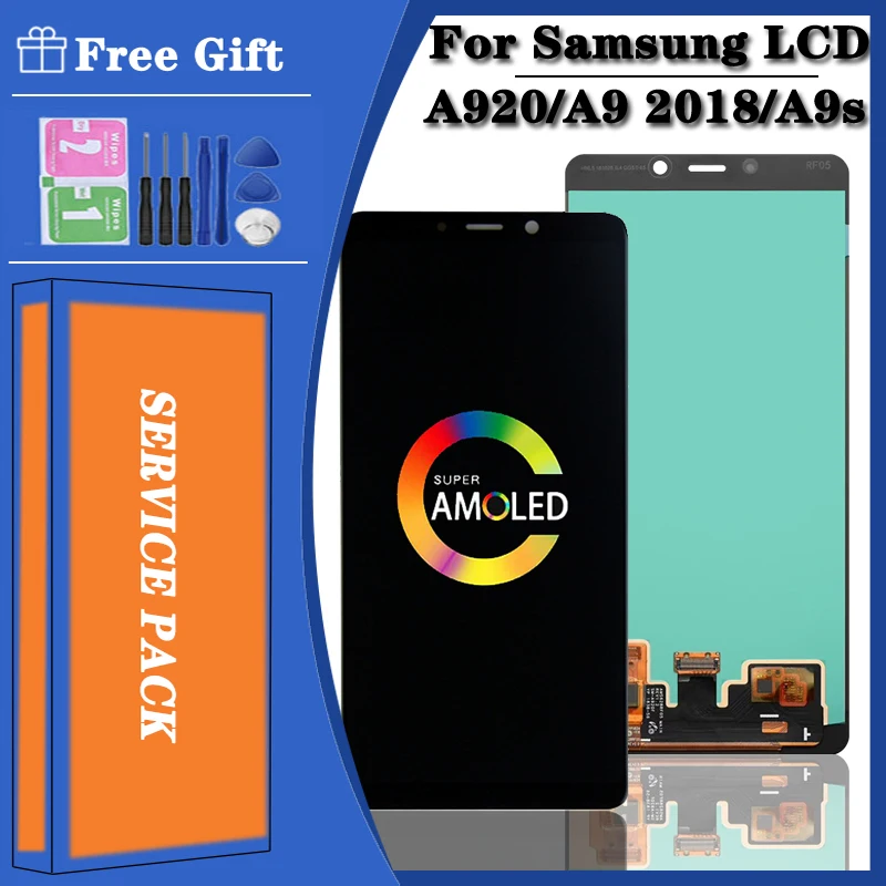 6.3\'\' Super AMOLED lcd For Samsung  A9 2018 A920 A920F SM-A920F/DS LCD Display Touch Screen Digitizer Assembly Replacement