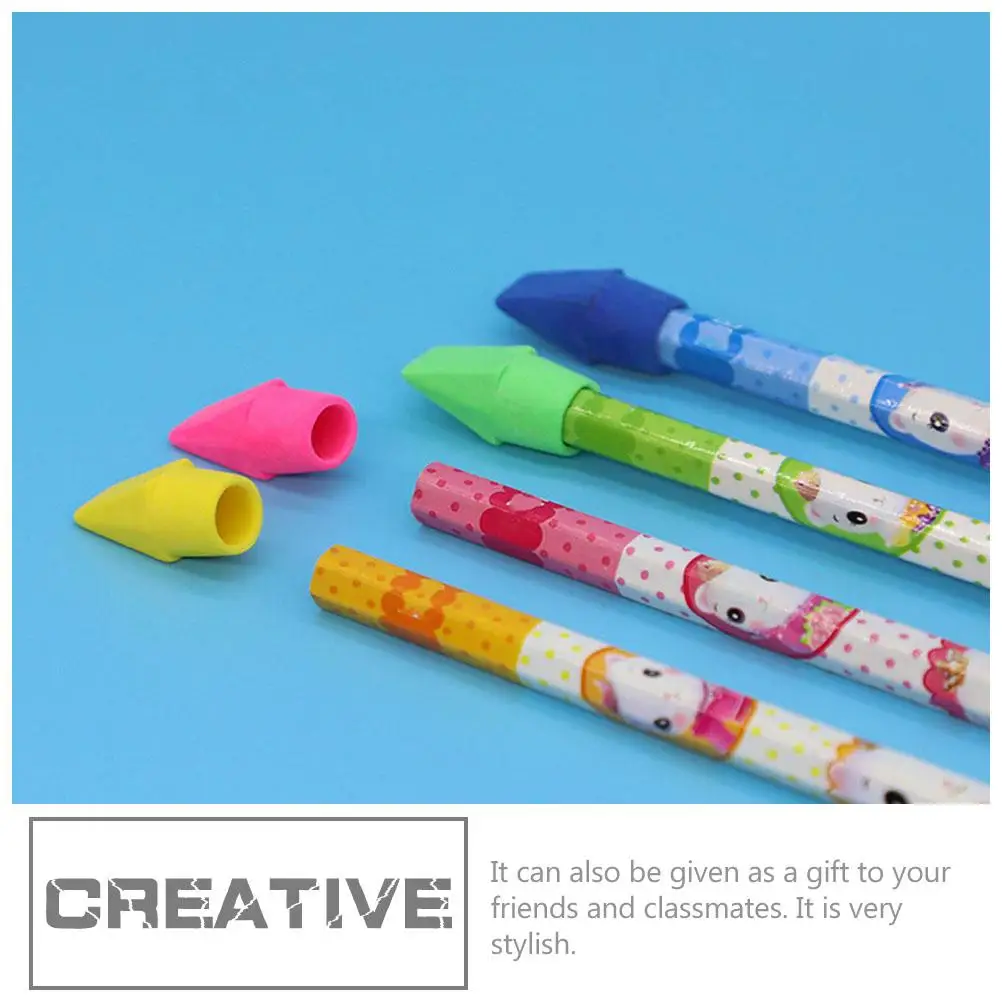 50pcs Pencil Caps Students Protectors Adorable Pencil Extenders Extenders Lightweight Safe Practical