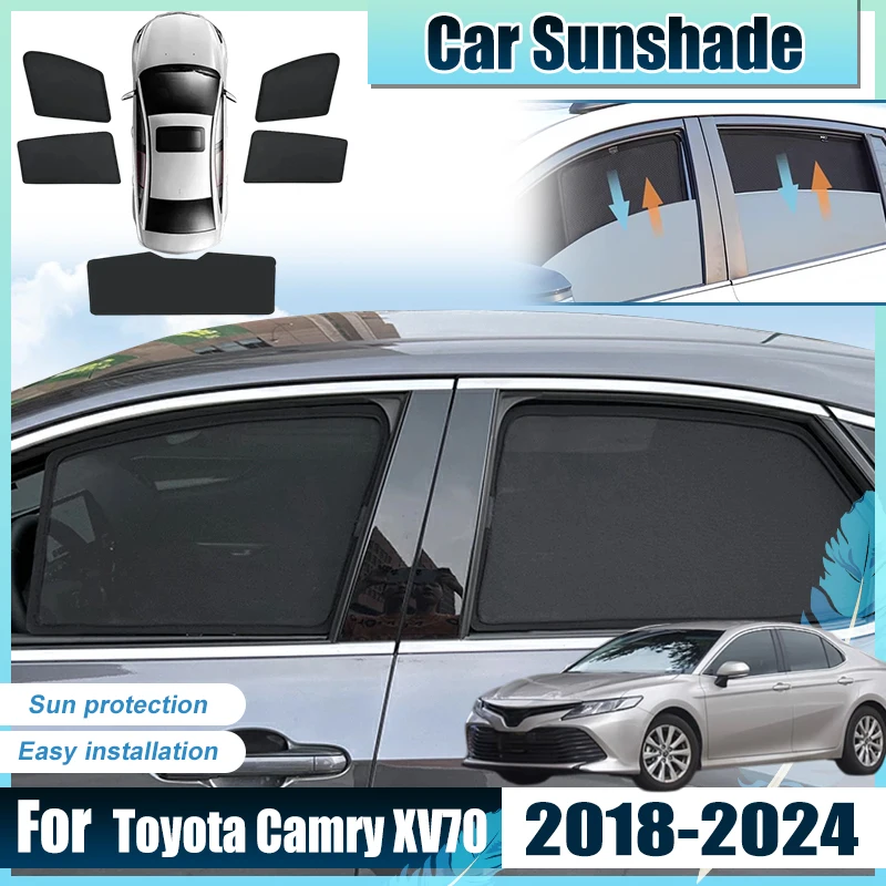 

Солнцезащитные шторки для Toyota Camry XV70 и Daihatsu Altis 2018-2024: передние и задние, с защитой от УФ-лучей, теплоизоляционные, сетчатые, легкие