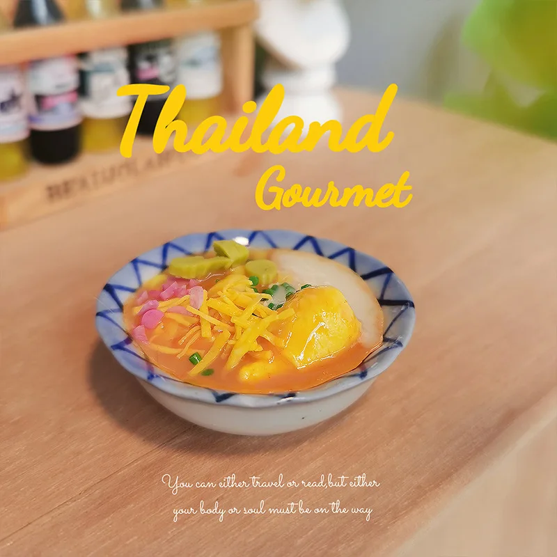 1:12 Miniaturized Thai Food Tom Yum Soup Plate Toys Model Doll House Accessories Mini Dish Restaurant Scene Photography Props