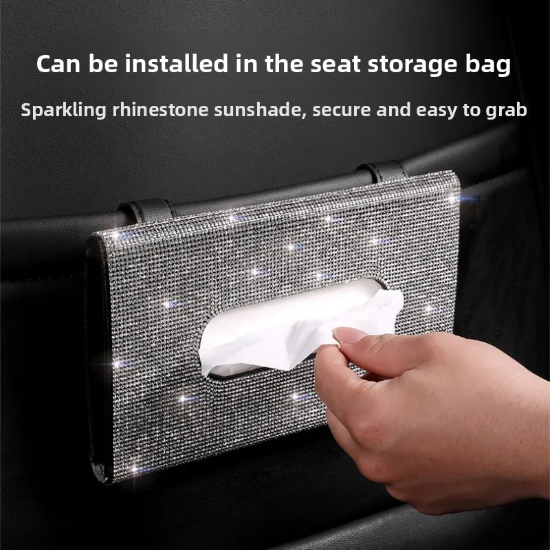 

High-end Luxury Tissue Organizer Box,Car Sun Visor Hanging Napkin Drawer Case,Auto Interior Seat/Back Portable Tissue Refill Bag