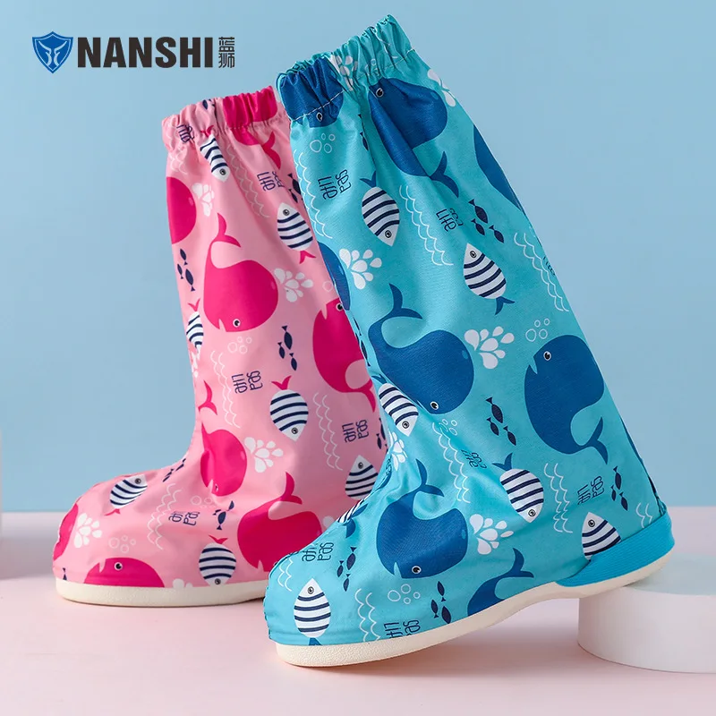 1 Pair Children Rain Boot Shoe Cover Black Waterproof with High Top Clear Shoes Dust Covers Girl Boy Anti Slip Shoe Cover